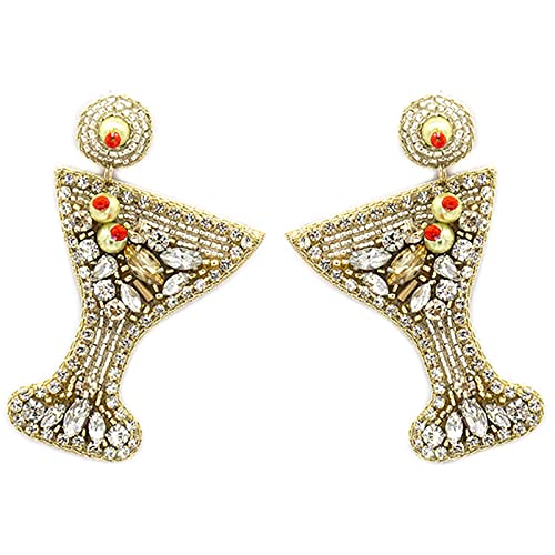 Beaded Martini Glass Post Earrings Handmade Martini Earrings4