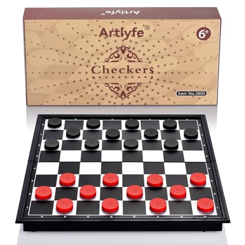 Artlyfe Dama Magnetica Gioco da Tavola, Set Scacchiera Magnetica Pieghevole Portatile, Adatto a Bambini e Adulti, Perfetto per Feste e Viaggi