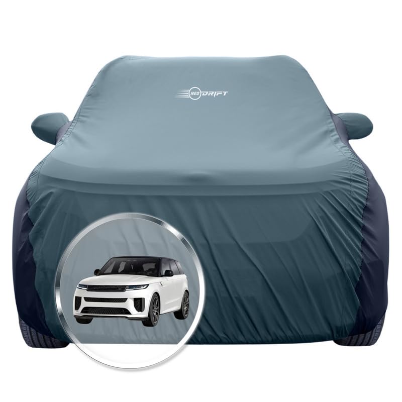 Image of NEODRIFT 'SuperTech' Car Cover for Range Rover Sports (100% Water-Resistant, All Weather Protection, Tailored Fit, Multi-Layered & Breathable Fabric) (Colour: D.Green+Black)