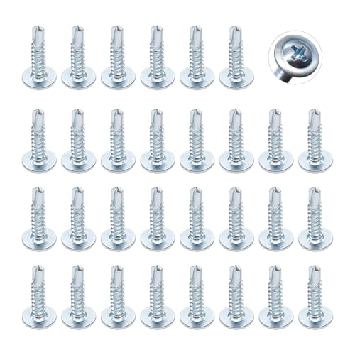 Acier inoxydable 410 Vis Autoforeuse, Tête Ronde Vis Tête de Réglage Modifiée, M4.2 * 16mm-200 PCS Vis Autoperforante à Tête Bombée Modifiée, pour Fixation de Tôle