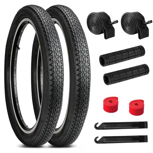 Lukasports 2Pcs Mountain Bike Tires and 2Pcs Tubes Set 26x2.125 Bike Tire & 1.75-2.125 AV 32mm Inner Tubes with Repair Tool Sets Folding Replacement Puncture-Resistant 26x2.125 Bicycle Tire