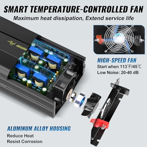 Image of VEVOR Pure Sine Wave Inverter, 5000 Watt, Power Inverter, DC 12V to AC 120V Car Inverter, with LCD Display, USB Port and Remote Controller, Power Converter for Car RV Truck Solar System Travel Camping