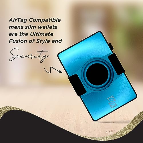 Slim AirTag Compatible Wallet - Slim Card Wallet Expandable for 7 Cards - Slim Wallets for Men & Women - One Button Release Aluminum Rfid wallet - Credit Card Holder Wallet (Blue)2