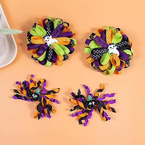 Halloween-Korker-Hairbow-Clips-Girls-Spider-Ghost-Pumpkin-Curly-Corker-Ribbon-Cheer-Bow-Alligator-Barrette-Pins-Handmade-Cute-Costume-Outfit-Decor-Accessories-Kids-Favor-Gift