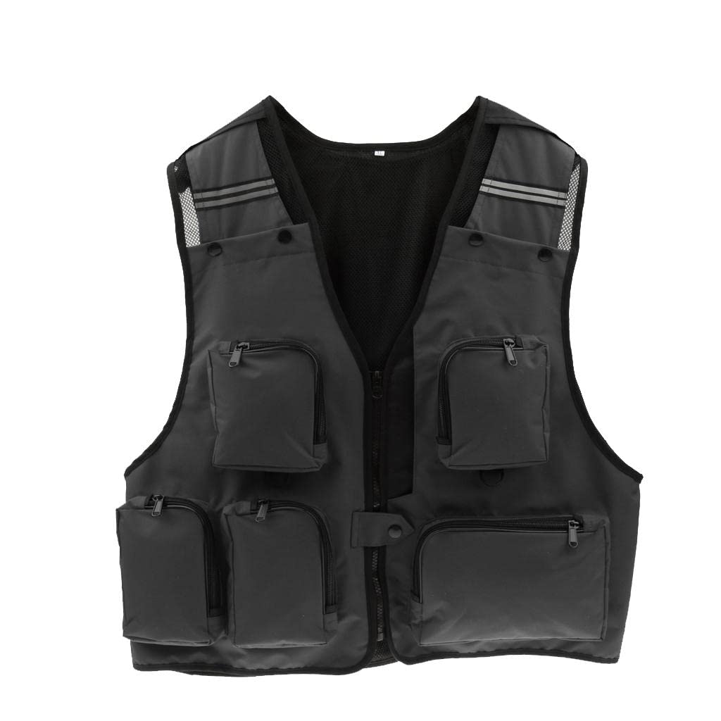 UJEAVETTE Men's Multi Pockets Hunting Fly Fishing Mesh Vest Waistcoat XL Deep Gray-picture-22