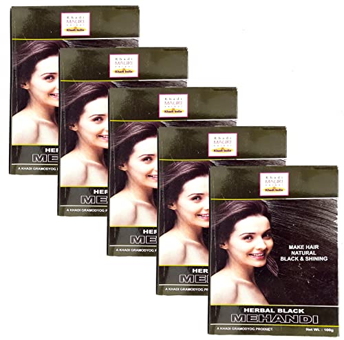Image of Khadi Mauri Black Herbal Mehndi,Pack of 5, 100 Grams each(Total 500 Grams)