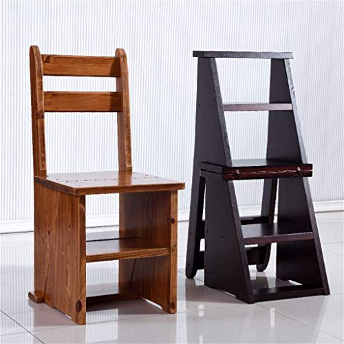 Escalera de madera multifunción estilo americano para salones y bibliotecas 4