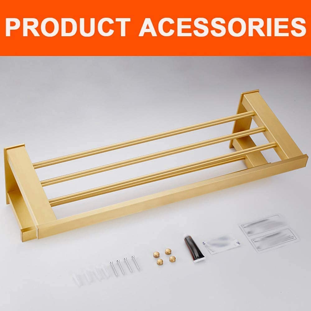 Porta Asciugamani Doppio Portasciugamani Da Parete In Alluminio Spazzolato, Bagno In Metallo, Mensola Porta Asciugamani Per Cucina Accessori Per Il Bagno(50cm)