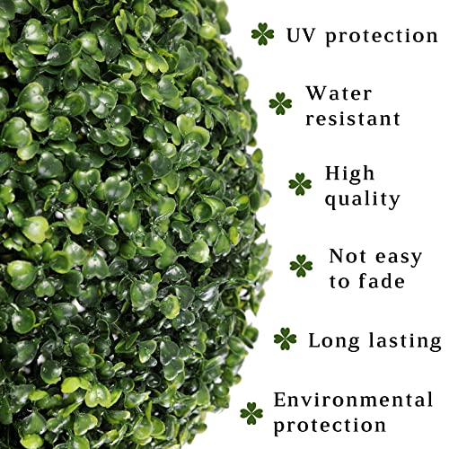 Gobograss Artificial Boxwood Topiary Ball - 2pcs 13.8 inch 3 Layers Milan Grass Ball for Home Garden Wedding Party Decoration Environmental UV Protected Faux Boxwood Decorative Ball (2)