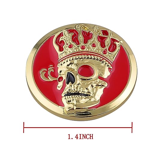 Image of 2pcs Skull Emblem Car Sticker Waterproof Decoration Logo Decals for Car Motorcycle Fridge Computer Door (Gold Red)