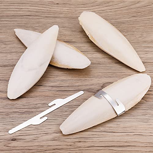 Bohoman 4 Stück Sepiaschalen Papageien Kauspielzeug Vögel Kauen Spielzeug mit 2 Stück Metallhalter Tintenfische Sepia Knochen für Papageien Vögel Reptilien Schildkröten Schnecken,12-14cm