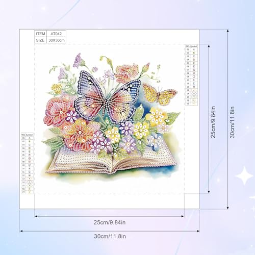 Image of Diamond Art Painting Kits for Adults, 5D Special Shape Diamond Art Canvas with Crystal Rhinestones, DIY Diamond Painting for Beginners, Butterfly and Flower Design, Home Wall Decoration, 12x12 Inch