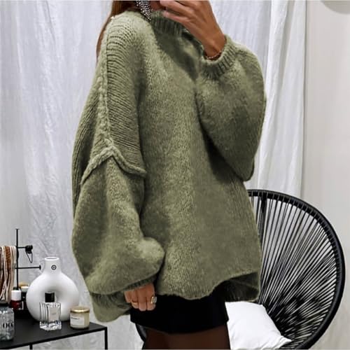 Women's Oversized Batwing Sweaters 2024 Fall Outfits Turtleneck Ribbed Knit Sweater Trendy Pullover Tops for Ladies2