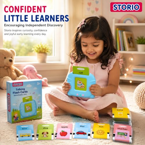 Image of Storio Toys Rechargeable Educational Language Skills Learning Talking Flash Cards for 2 Year Old Kids Boys Girls Baby Montessori Toys