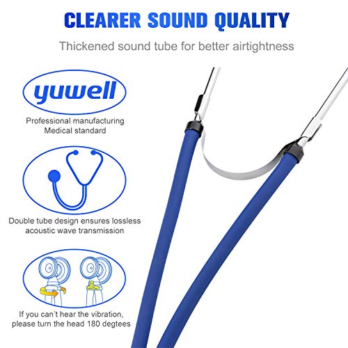 Stethoscope for Cardiology Medical and Home, Yuwell Dual Head Classic Light Weight Design, Double-Catheter Stethoscope for Multifunctional Uses, Gift for Nurses,Doctors, Medical Students (Blue)
