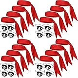 JaGely 32 Pcs Pirate Accessories Party Supplies Include 16 Red Pirate Head Bandana 16 Eye Patches Halloween Gifts for Halloween Caribbean Themed Party Cosplay