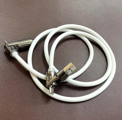 4-in-1 Fast Charging Solution with LED Flowing Light – USB with Micro USB, Type-C & Phone Connectors – Magnetic Charger for Android & iOS Devices. (White)