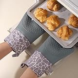 Silicone Oven Gloves, Heat Resistant Silicone Oven Mitts Baking Gloves, Premium Non-Slip Kitchen Cooking Gloves, Air Fryer Oven Gloves, Kitchen Cooking Accessories(Grey) - Image 7