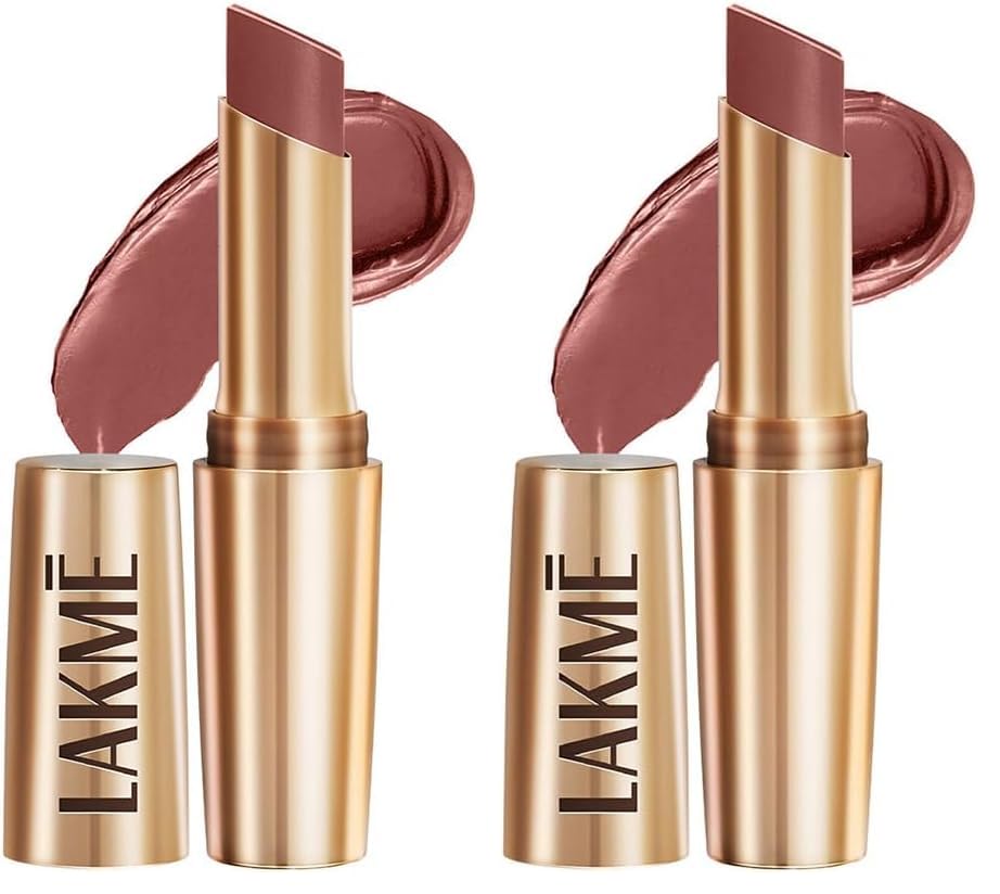 Image of LAKME Powerplay Priming Matte Lipstick, Smooth Matte Finish, Lightweight Lipstick, Smudgeproof, Lasts 16hrs, Hydrates Lips, Coffee Command, 3.6g (Pack of 2)