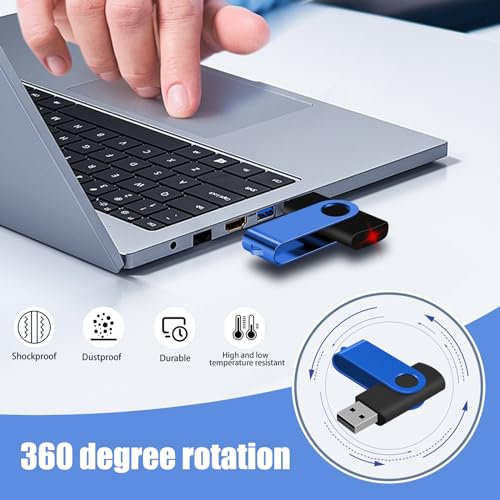 Image of EASTBULL Flash Drive Bulk512MB USB 50 Pack with Lanyards USB 2.0 Thumb Drive Bulk Memory Stick Swivel Pen Drive for Storage and Backup 512MB 50 Pack, Blue