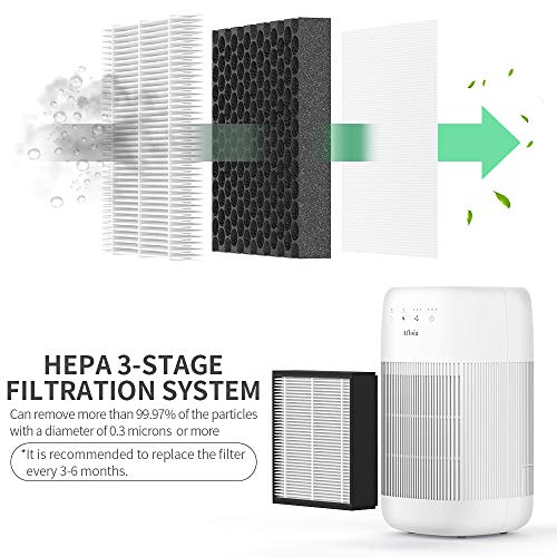 Afloia Air Purifier/Dehumidifier in One (1000ml),HEPA Filter, Touch Control, Quiet Air Cleaner for Smokers, Allergies and Pets, Dehumidifier for Room, Bedroom and Basements