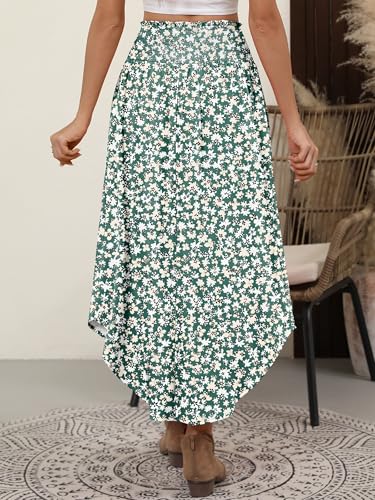 Image of ANRABESS Women's Maxi Skirts Summer Boho Floral High Waisted Flowy Swing Pleated Beach Long Skirt with Pockets