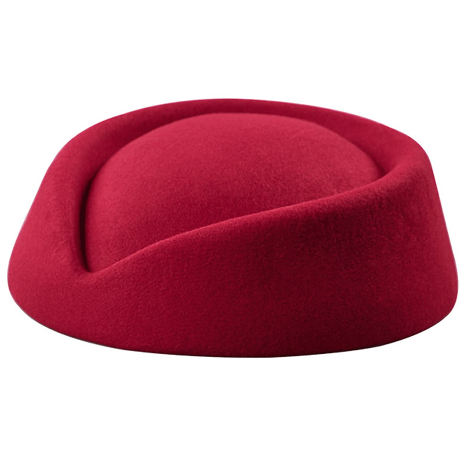 Carotoe Dark Red Hat Caps Airline Stewardess Flight Attendant Vintage Looking Hat Uniform Stewardess Pillbox Hat Teardrop Hat