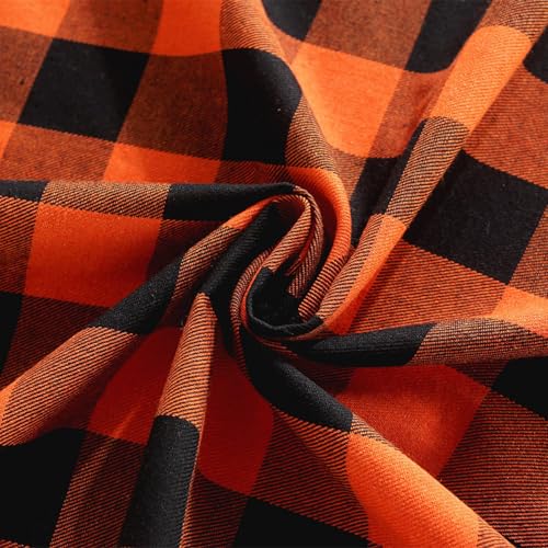 Nappe polyester carreaux orange noir nappe de table lavable - 6
