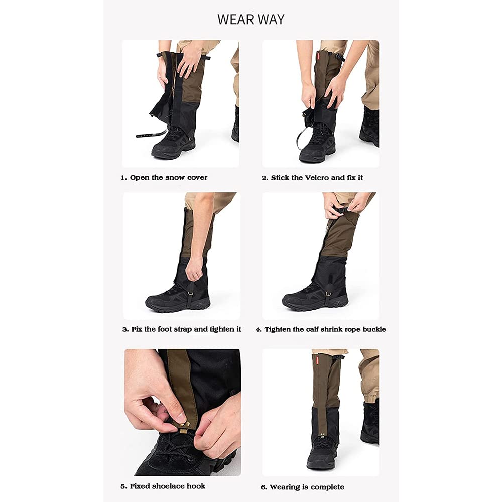 WolFum Schneefester Schuhüberzug für Outdoor-Bergsteigen, wasserdichter Anti-Sand-Überzug für Herren und Damen, Fußwandern und Skifahren, Anti-Schlangenbiss-Schuhüberzug, Orange