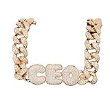 MoCa Hip Hop Micropave Simulated Diamond A-Z Custom Name Bubble Letters Pendant Necklace Charm Gift