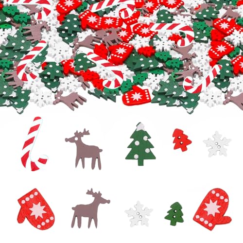 Whimzey 100 Stück Streudeko Weihnachten Holz Konfetti, Zuckerstange,...