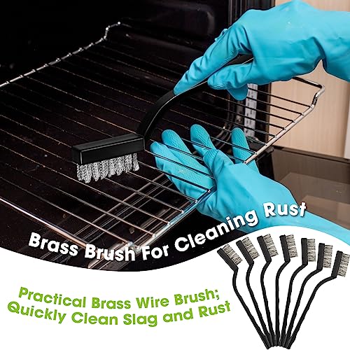 Image of Zhehao 90 Pcs Mini Wire Brushes Set for Cleaning Small Stainless Metal Brush Scrub Masonry Brass Wire Curved Handle for Cleaning Welding Slag Rust Paint Stain(Solid Color)