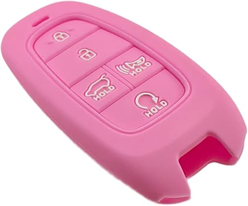 Vista 14 de Funda de goma de silicona para llavero compatible con (5 botones) 2019-2023 Hyundai Sonata Sanata Fe Tucson Palisade (negro negro)