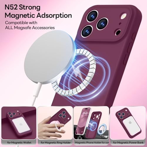 Image of LOVE 3000 Designed for iPhone 17 Pro Max Case, Premium Silicone [Compatible with Magsafe][Soft Anti-Scratch Microfiber Lining] Shockproof Protective Phone Case for Men Women 6.9 inch, WineRed