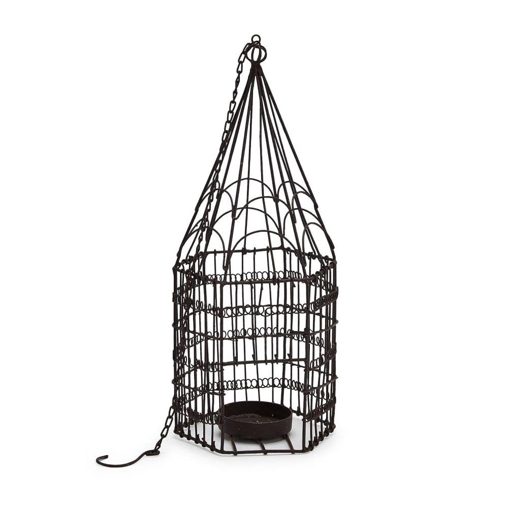 Two's Company French Wireworks Decorative Birdcage/Candle Holder w/Antique Rust Metal Finish