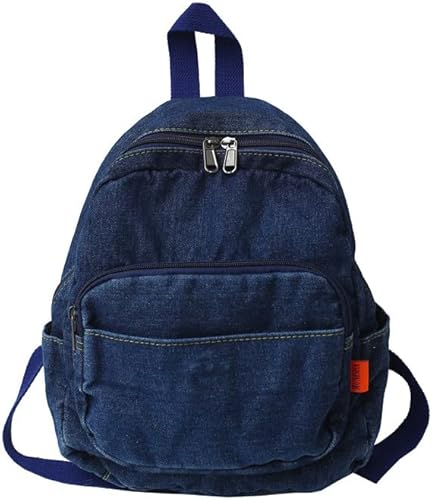 ZEHO Denim Backpack Jeans Backpacks Student Backpack High School Bookbags Retro Daypack, Dark Jean Blue One Size