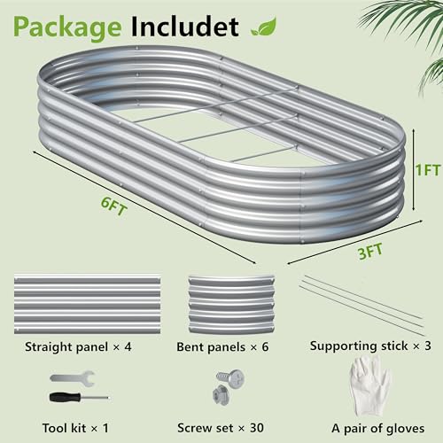 Image of 2PCS 6x3x1ft Galvanized Metal Raised Garden Bed Kit,Outdoor Planter Box Vegetables,Flowers,Herbs Durable Rust-Resistant Patio Gardening Beds