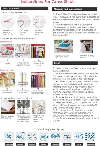 Image of BXXRBX Hummingbird Stamped Cross Stitch Kits for Adults- Embroidery Kit for Adults Bird, DIY Colorful Embroidery Needlepoint Kits for Wall Decor Arts and Craft 12x16inch