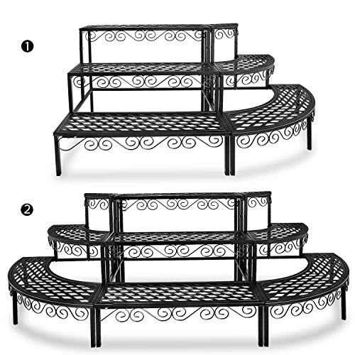 Tiered Plant Stand Outdoor Metal 3 Tier Stands for Multiple Plants Ladder Potted Indoor Shelf Holder Rack