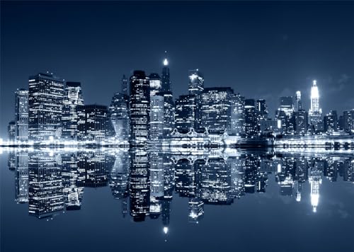 Telón BELECO 7x5ft Manhattan Ciudad Noche Fondo Fotográfico miniatura 1