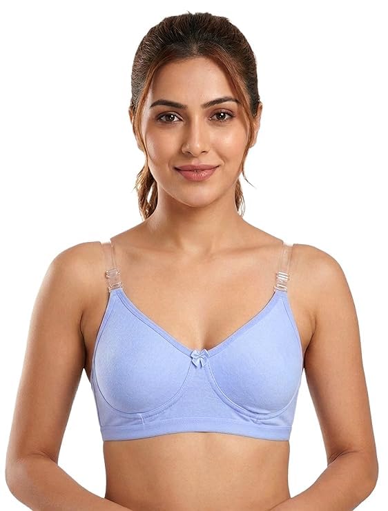 eleg & stilance Women and Girls Full Coverage Non Padded Backless Transparent Strap Bra/Cotton/Casual/t-Shirts/Regular/B, C Cup Size Everyday Bra-picture-31