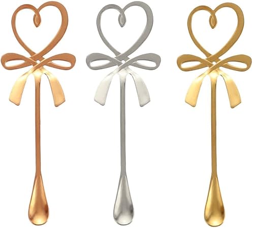 Cuchara agitadora de café de acero inoxidable, 3 unidades, diseño de corazón de amor, taza colgante, cuchara de café, cuchara de postre de mango