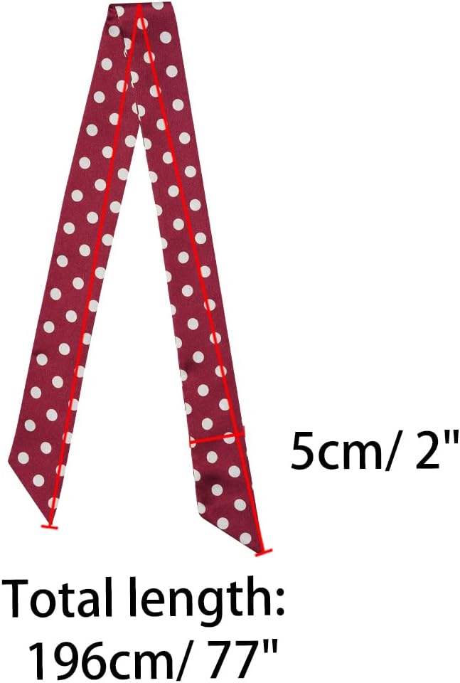 Allegra K 50s Skinny Silky Scarf Polka Dots Waistband Long Narrow Neckscarf Bag Handle Accessory - Image 3