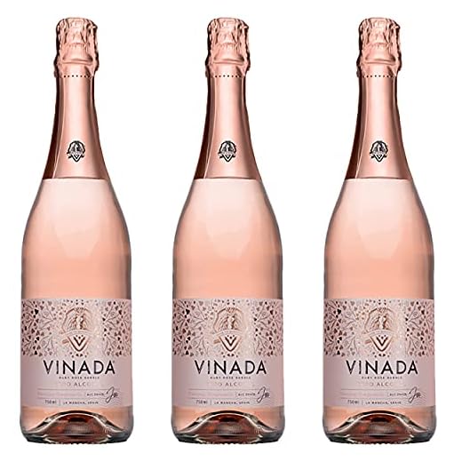 VINADA - Sparkling Rosé - Zero Alcohol Wine - 750 ml (3 Glass Bottles)
