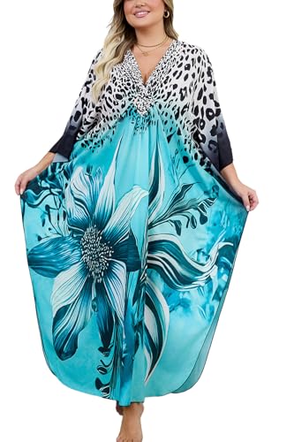 Maxi robe de plage ample style caftan imprimé pour femme active