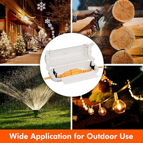 2 Pack of RESTMO Compact Outdoor Extension Cord Cover, IP44 Waterproof Box and Safety Housing Case, Ideal to Protect Outdoor Plugs, Electrical Connections, Holiday Decoration Lights, Size Small, White by Restmo - Image 9