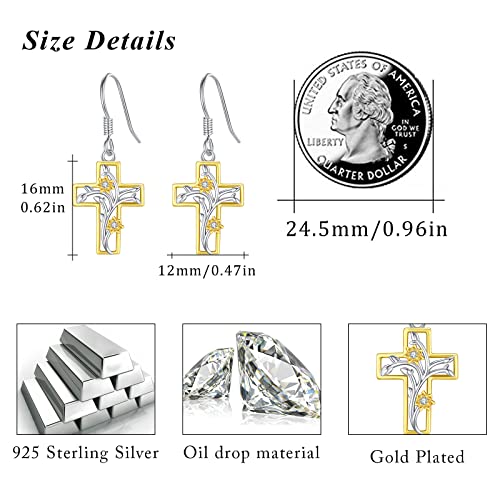 925 Sterling Silver Sunflower Cross Earrings,I Love You to The Moon and Back Necklace Jewelry Gift for Women Girls - Image 4