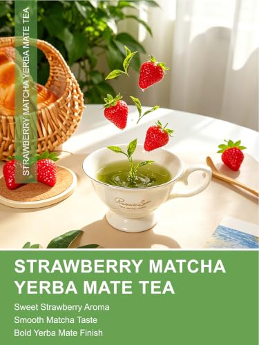Image of TeeLux Yerba Mate Tea Instant Powder, Premium Smooth Blend with Matcha and Natural Strawberry Flavor