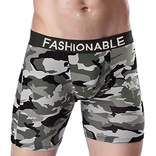 Dinnesis Calzoncillos deportivos para hombre, calzoncillos tipo bóxer de algodón y elastano, transpirables, calzoncillos hipster para hombre, ropa interior retro, pantalones cortos de camuflaje,