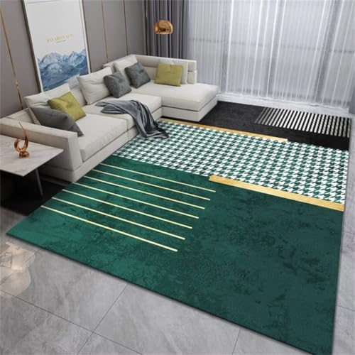 Tapis moelleux vert 120x160 tapis entrée rectangle décoration maison - 2